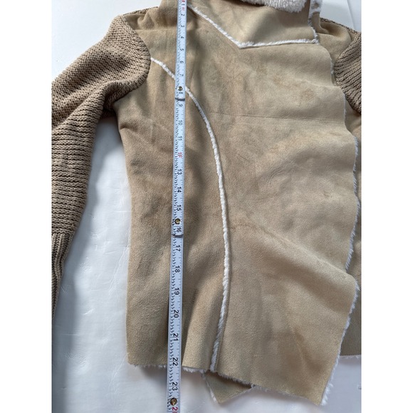 KNOX ROSE Womens Camel Beige Faux Shearling Suede Open Cardigan Sweater S NWOT - Picture 12 of 12
